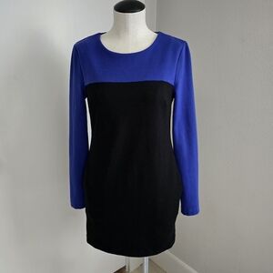 Michael Kors Blue and Black Long Sleeve Dress